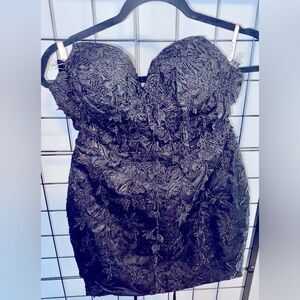 Lavetir mini black strapless lace corset dress NWT